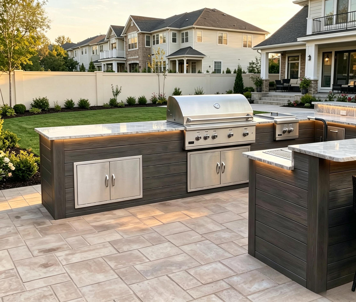 304 stainless steel outdoor cabinet doors in backyard villa kitchen