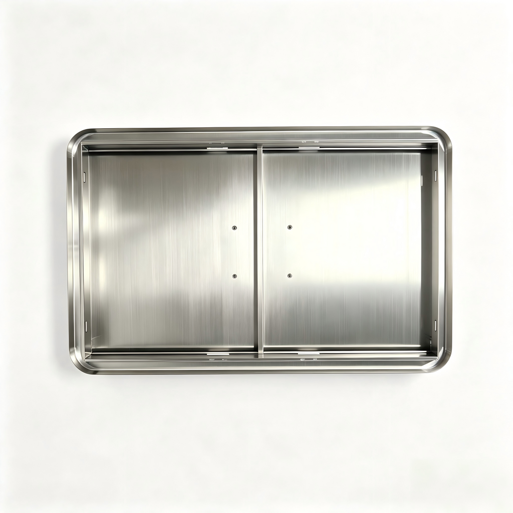 Puerta de gabinete de barbacoa semicircular para exteriores de 27.56W * 18.58H, puertas dobles de acero inoxidable