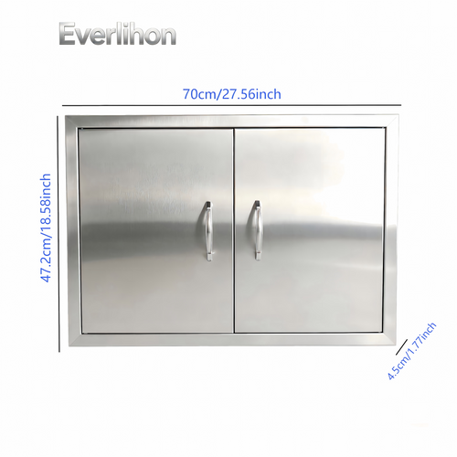 27.56W * 18.58H right angle border outdoor barbecue cabinet door, stainless steel double doors