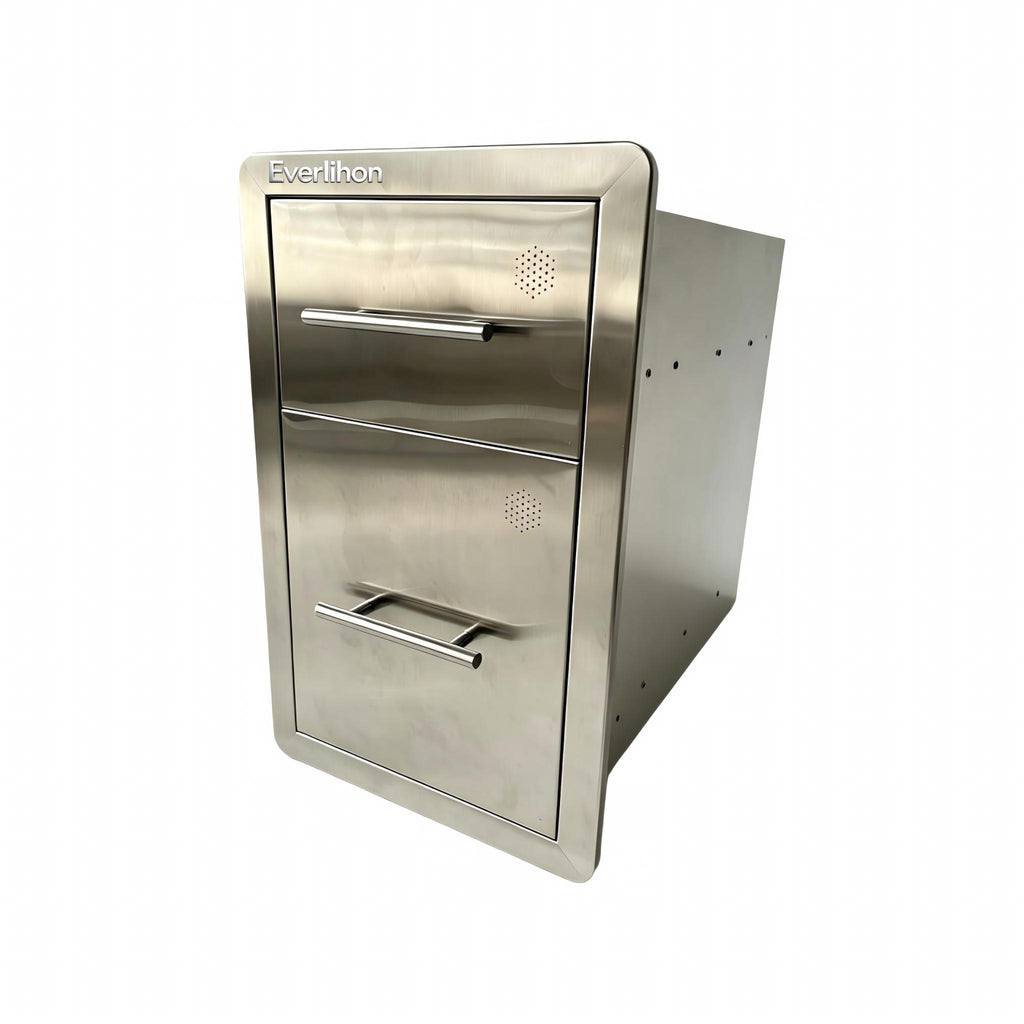 304 Stainless Outdoor Kitchen Drawer, 13" Two-Tier, Soft-Close Slides