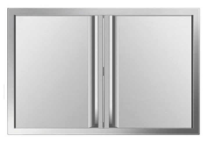27.56W * 18.58H puerta de gabinete de barbacoa al aire libre con borde en ángulo recto, puertas dobles de acero inoxidable