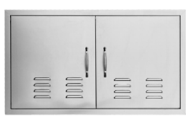 27.56W * 18.58H puerta de gabinete de barbacoa al aire libre con borde en ángulo recto, puertas dobles de acero inoxidable