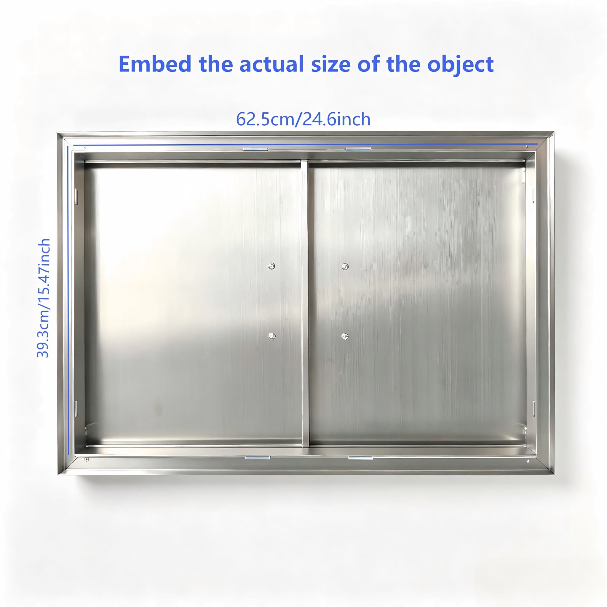 27.56W * 18.58H right angle border outdoor barbecue cabinet door, stainless steel double doors