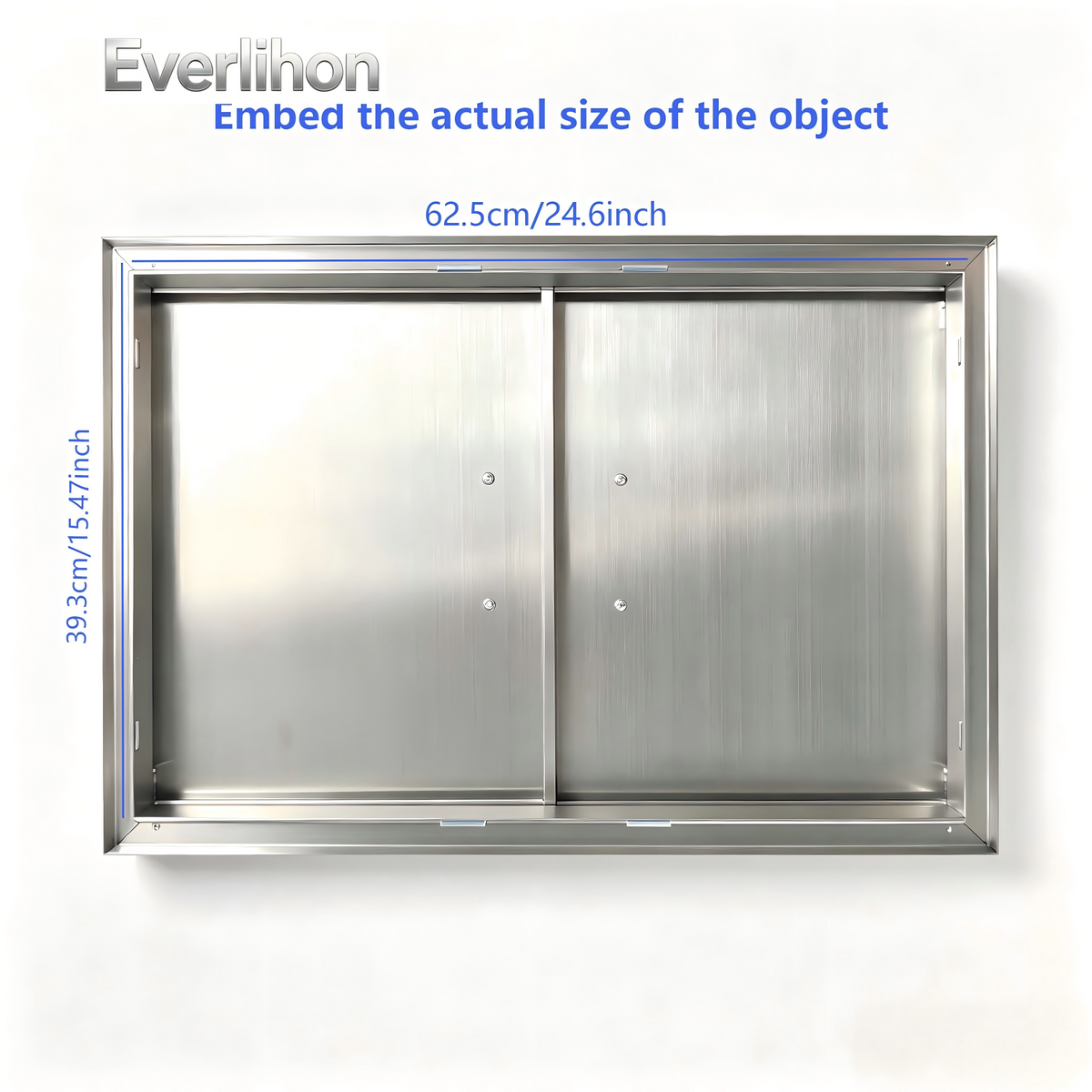 201 Stainless Steel Outdoor BBQ Door 27.56 x 18.58 Inch, Right-Angle Frame, Drop-In