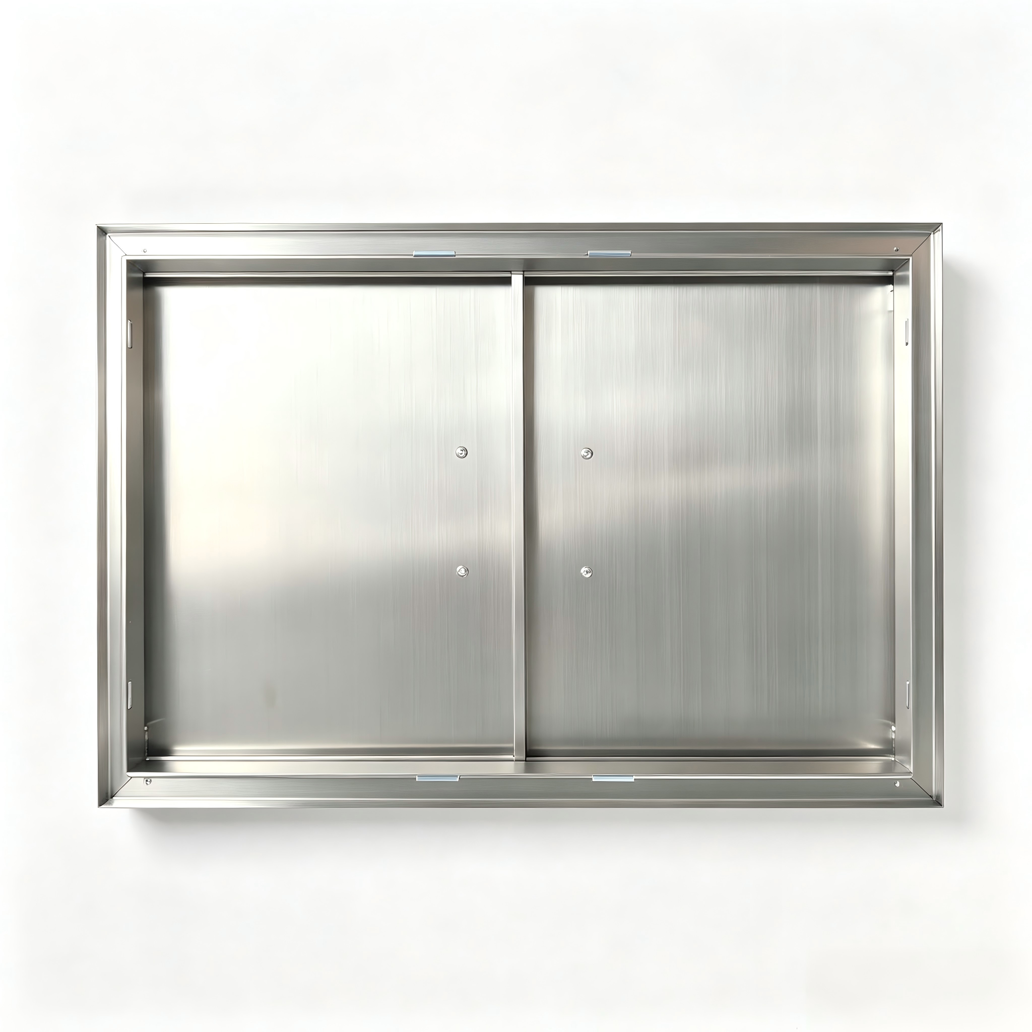 27.56W * 18.58H right angle border outdoor barbecue cabinet door, stainless steel double doors