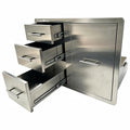 Cajones de tres capas de acero inoxidable 304 - Cajón de isla para barbacoa de 74,93 cm de ancho x 54,99 cm de profundidad x 57,40 cm de alto para cocina exterior o estación de parrilla de patio con isla para barbacoa