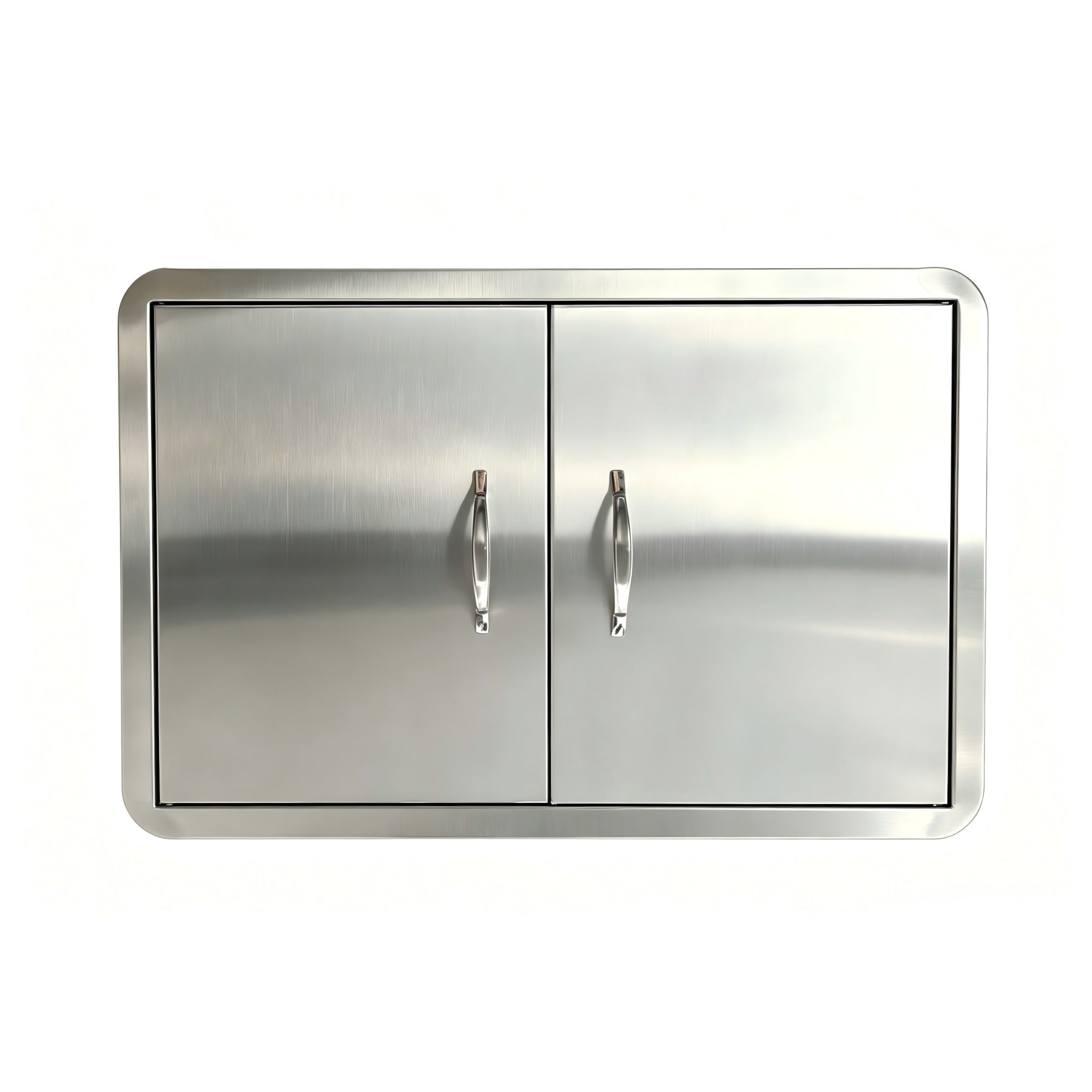 Puerta de gabinete de barbacoa semicircular para exteriores de 27.56W * 18.58H, puertas dobles de acero inoxidable