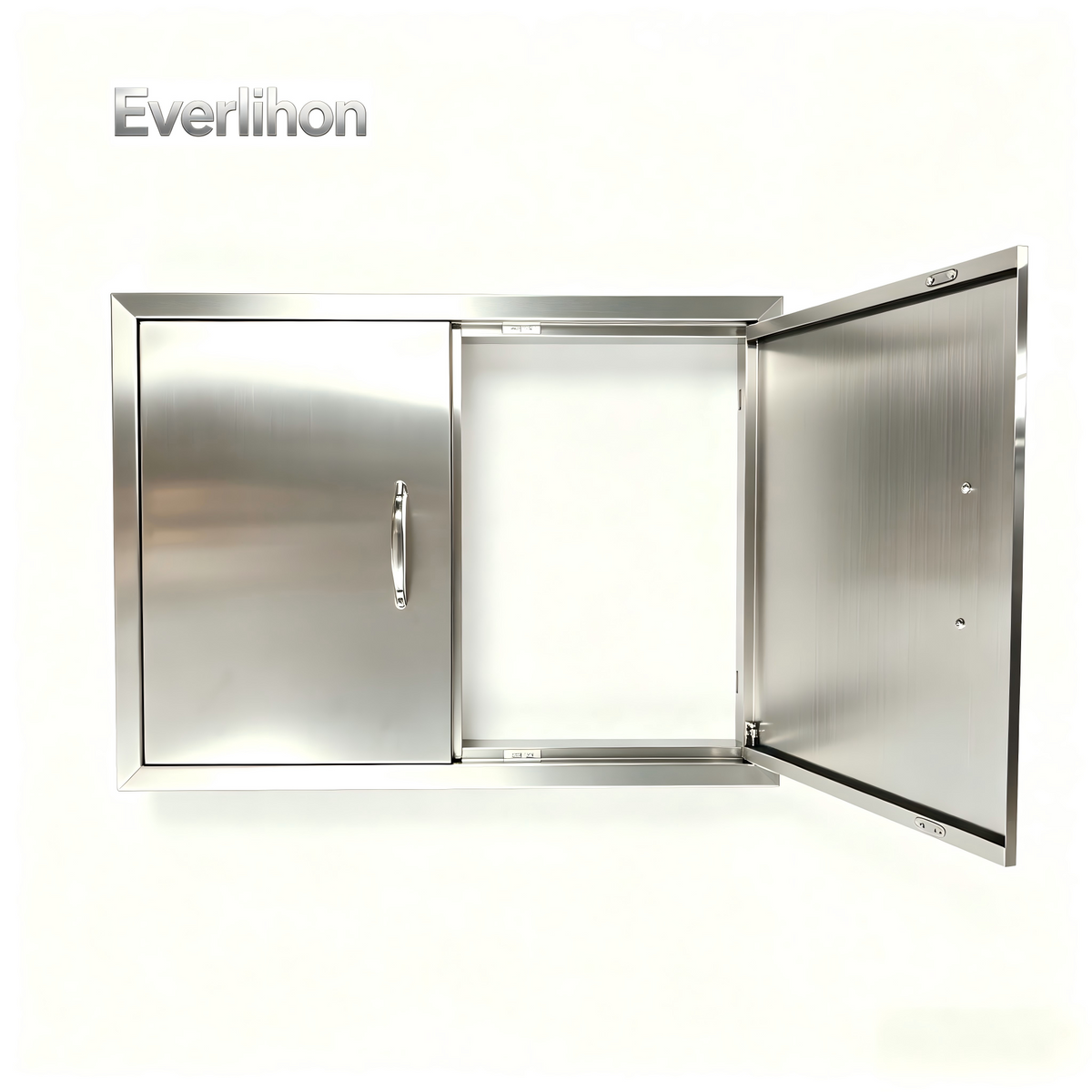 201 Stainless Steel Outdoor BBQ Door 27.56 x 18.58 Inch, Right-Angle Frame, Drop-In