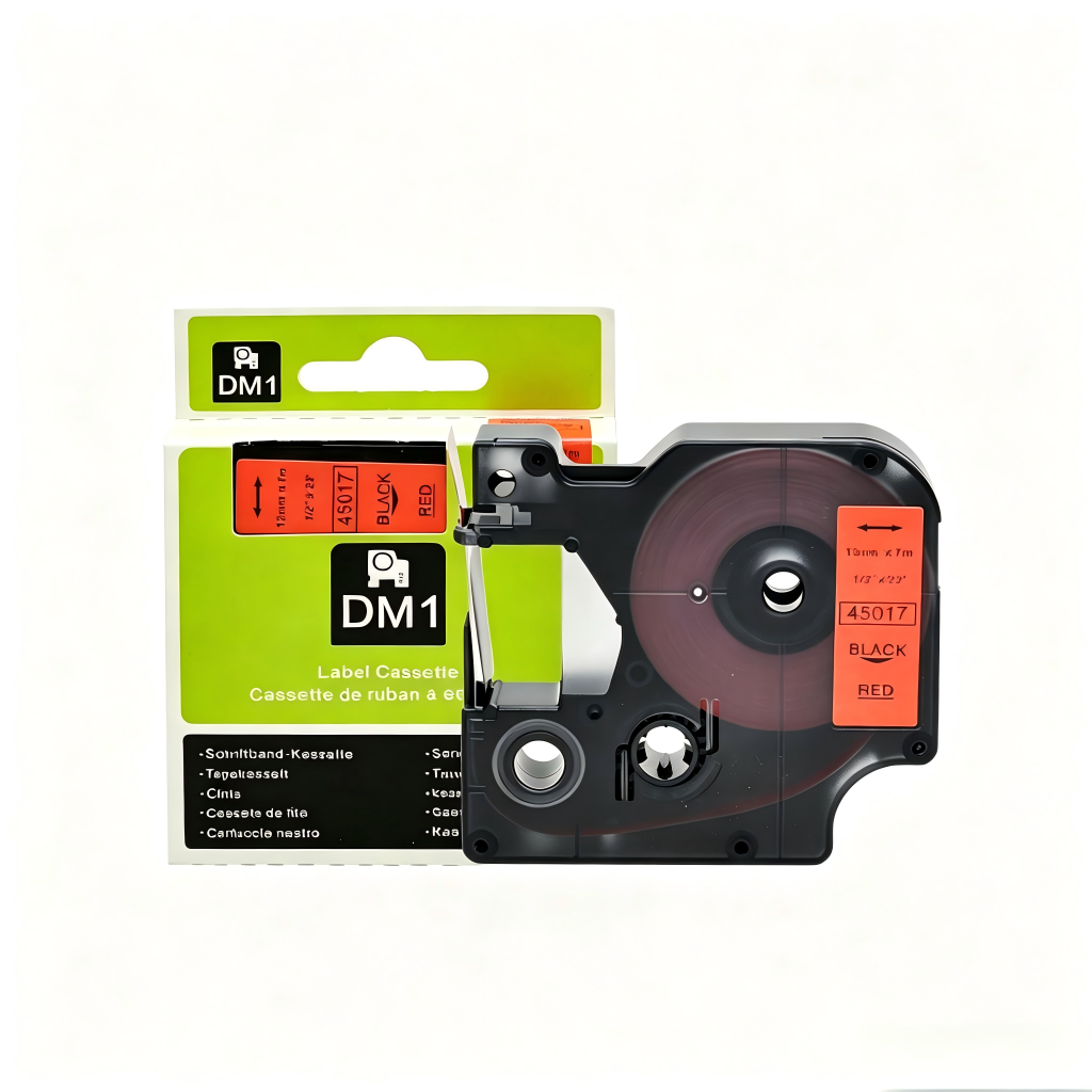 12mm D1 Label Tape, Dymo-Compatible Replacement Cartridge, Black on White