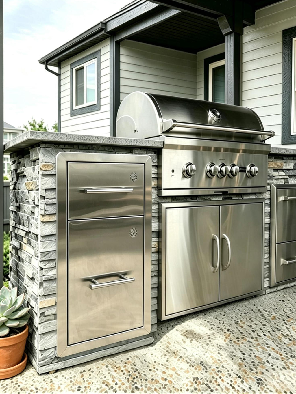 304 Stainless Outdoor Kitchen Drawer, 13" Two-Tier, Soft-Close Slides