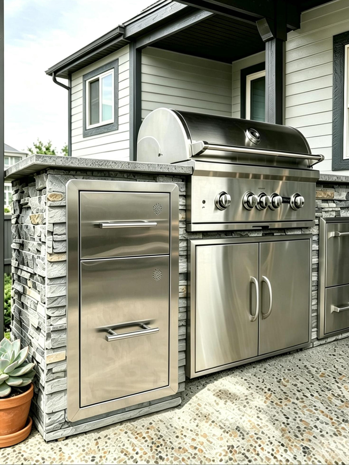 304 Stainless Outdoor Kitchen Drawer, 13" Two-Tier, Soft-Close Slides