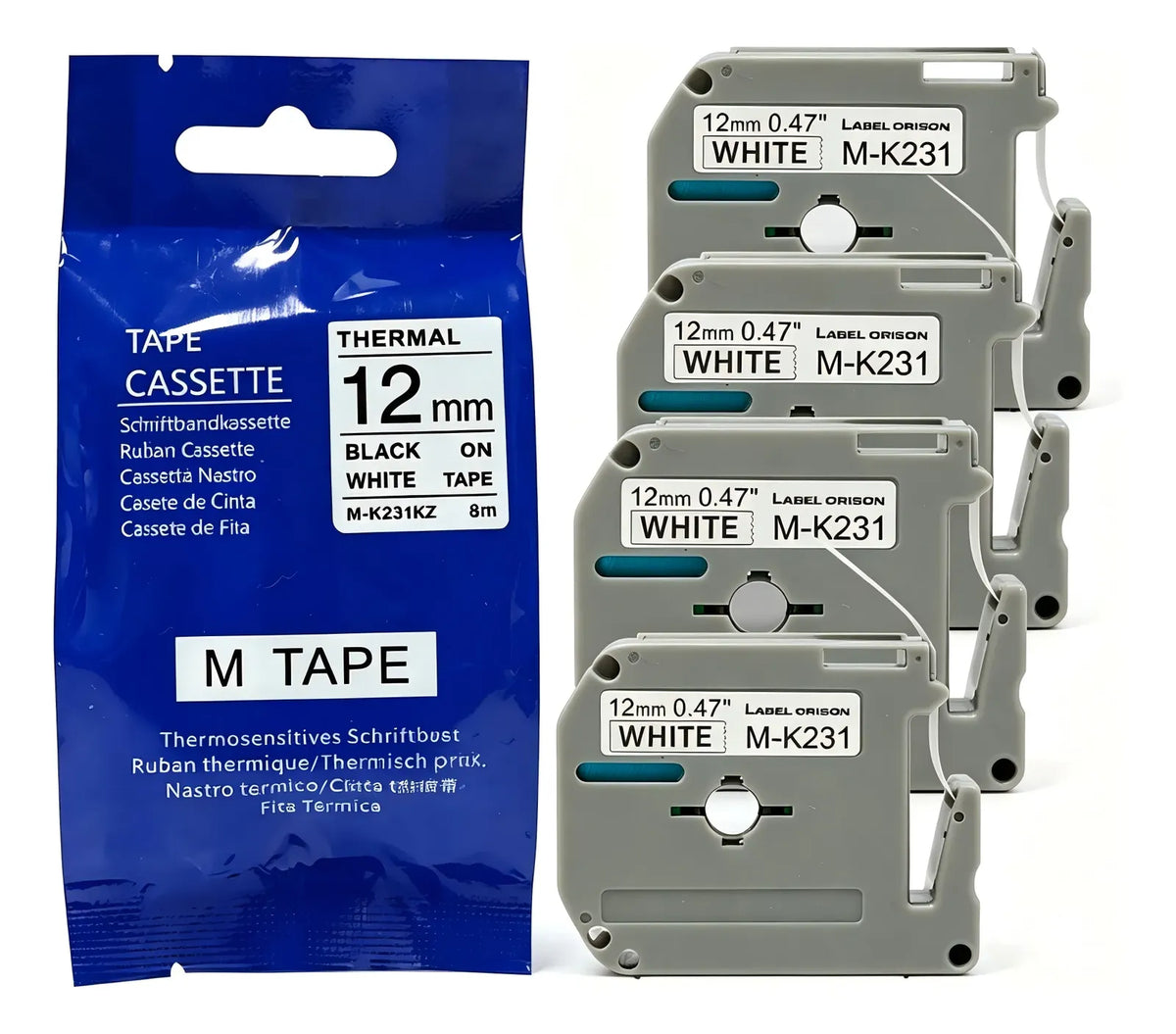 M-K231 12mm Thermal Label Cartridge for Brother PT-80/70/90