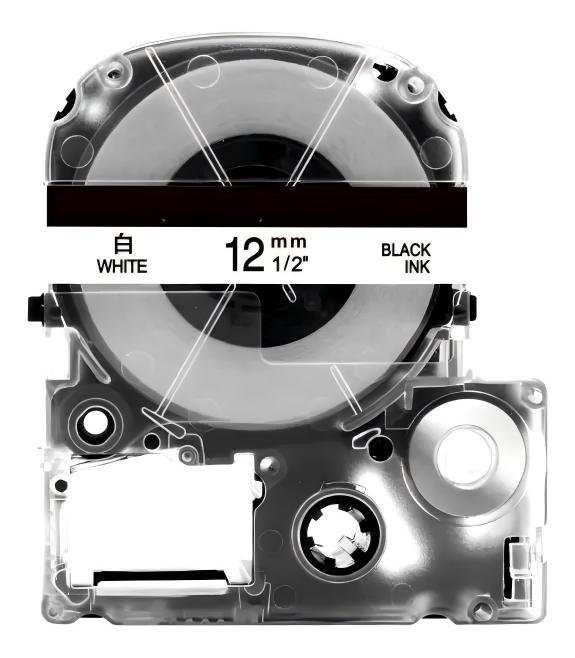 12mm Black-on-White Label Tape 5-Pack, for Brother LW-300/400/600
