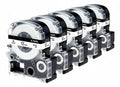 12mm Black-on-White Label Tape 5-Pack, for Brother LW-300/400/600