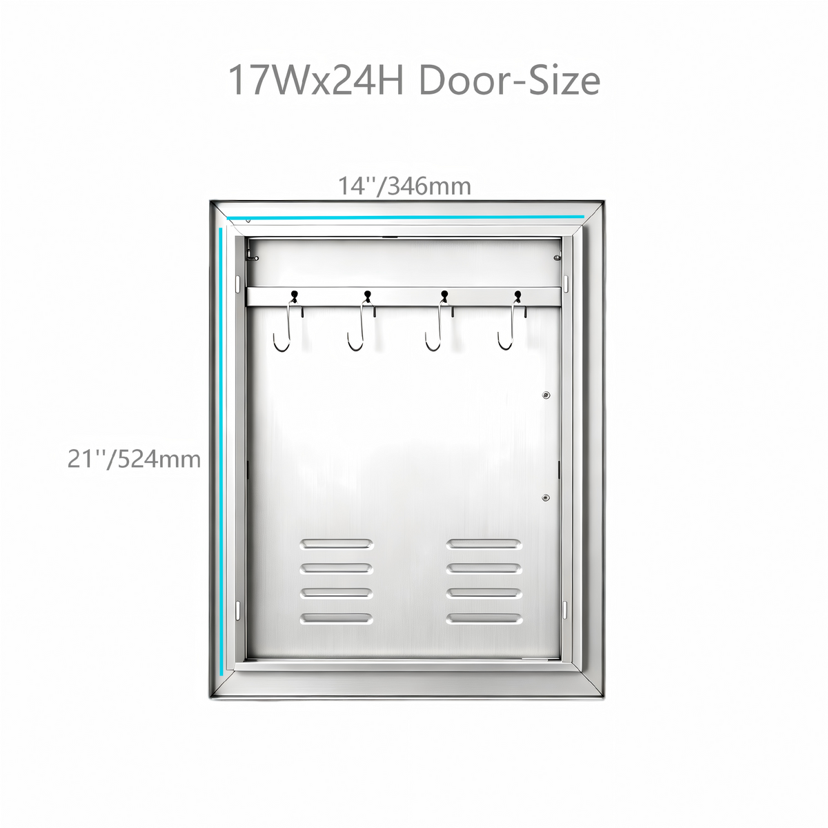 201 Stainless Steel Vented Single BBQ Door 17 x 24 Inch with Inner Cross Beam