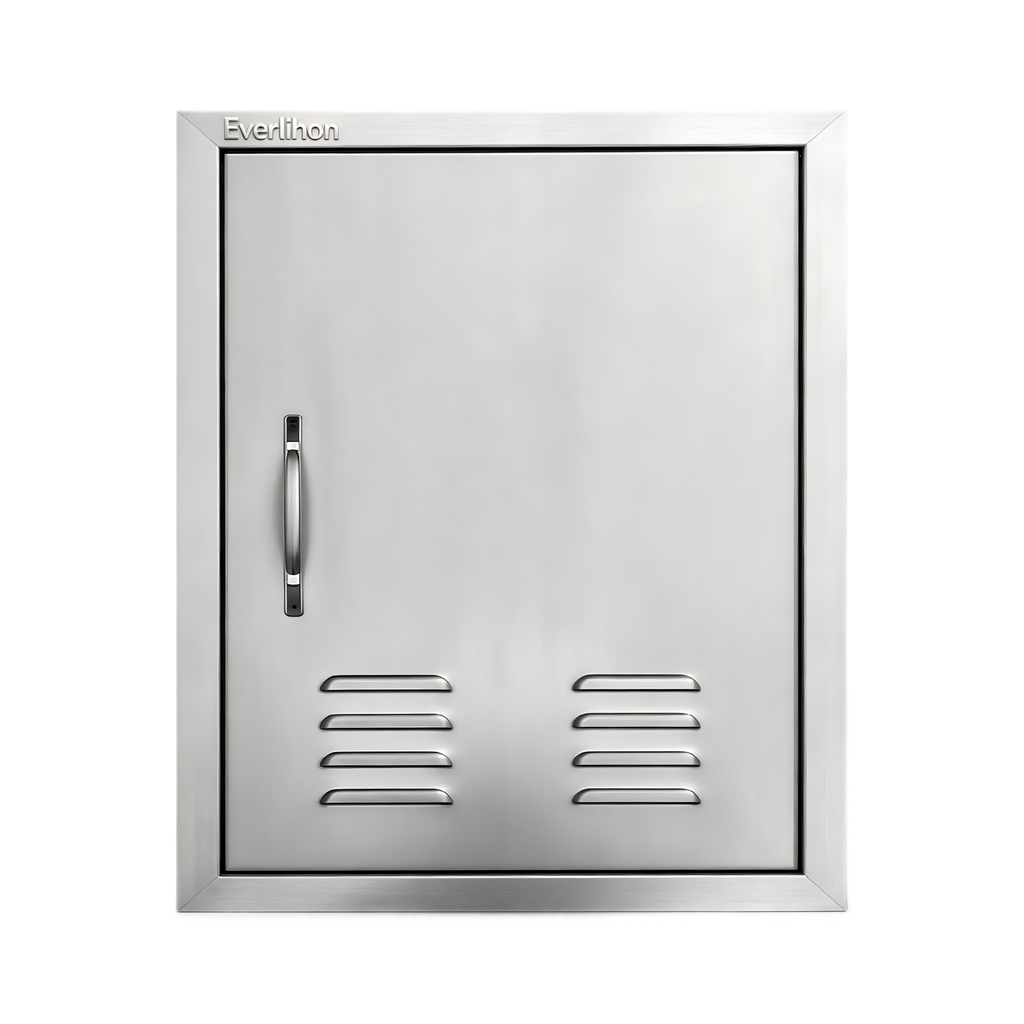 201 Stainless Steel Vented Single BBQ Door 17 x 24 Inch with Inner Cross Beam