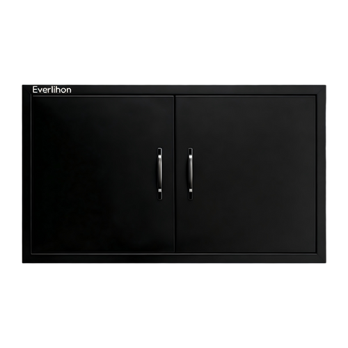 201 Stainless Steel Double BBQ Door with Optional Inner Cross Beam, Custom Sizes