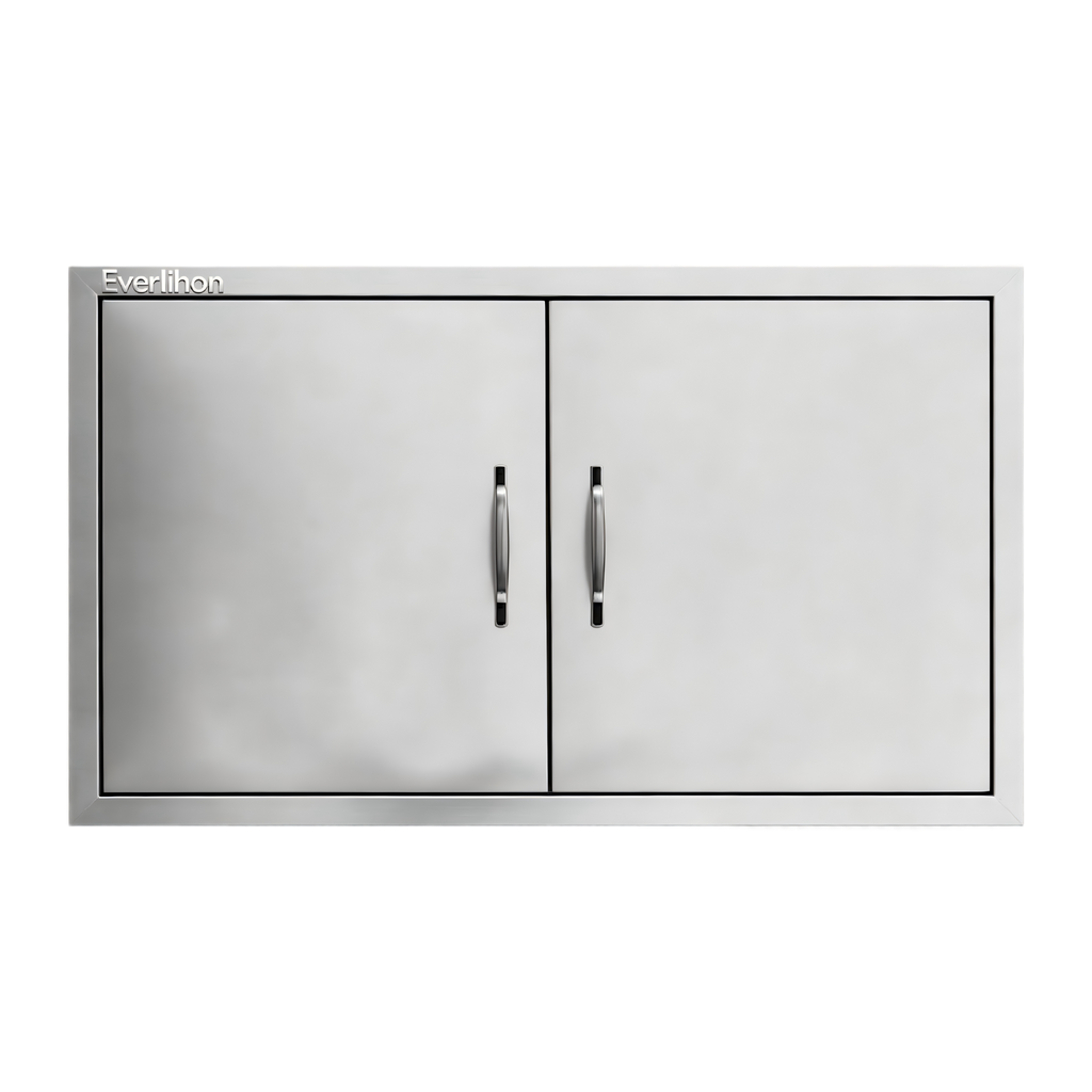 201 Stainless Steel Double BBQ Door with Optional Inner Cross Beam, Custom Sizes