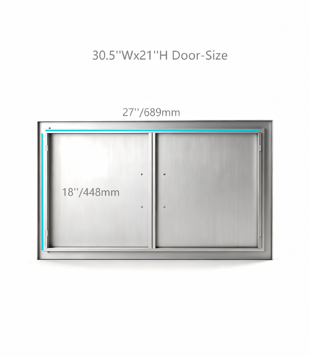 201 Stainless Steel Double BBQ Door with Optional Inner Cross Beam, Custom Sizes