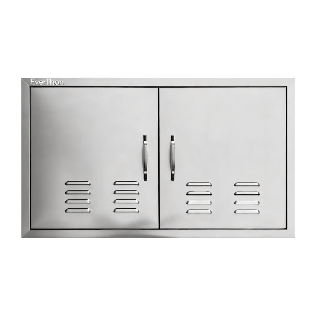 304 Stainless Steel Wide Vented Double BBQ Door 36 x 21 Inch, Heavy-Duty Outdoor