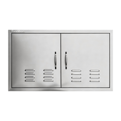 Puertas dobles plateadas para armario de acero inoxidable 201 con tiradores exteriores, 36×21 pulgadas, con abertura de ventilación
