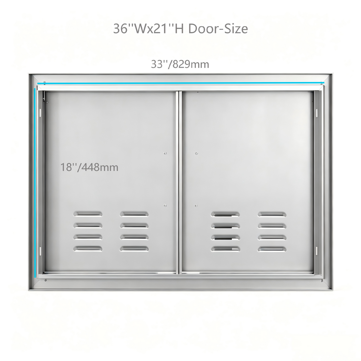 304 Stainless Steel Wide Vented Double BBQ Door 36 x 21 Inch, Heavy-Duty Outdoor