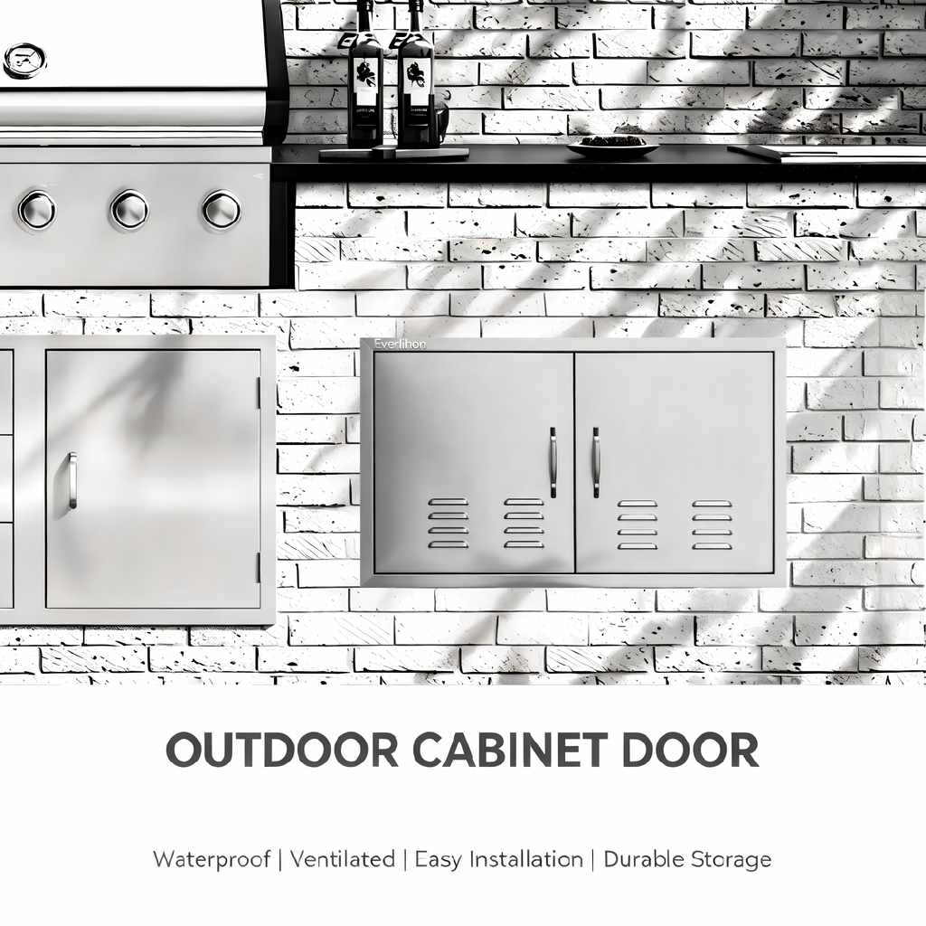 304 Stainless Steel Wide Vented Double BBQ Door 36 x 21 Inch, Heavy-Duty Outdoor