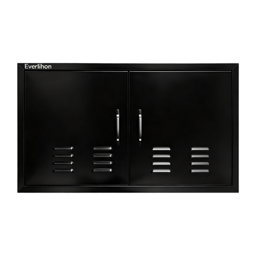 201 Stainless Steel Wide Vented Double BBQ Door 36 x 21 Inch, Heavy-Duty Outdoor