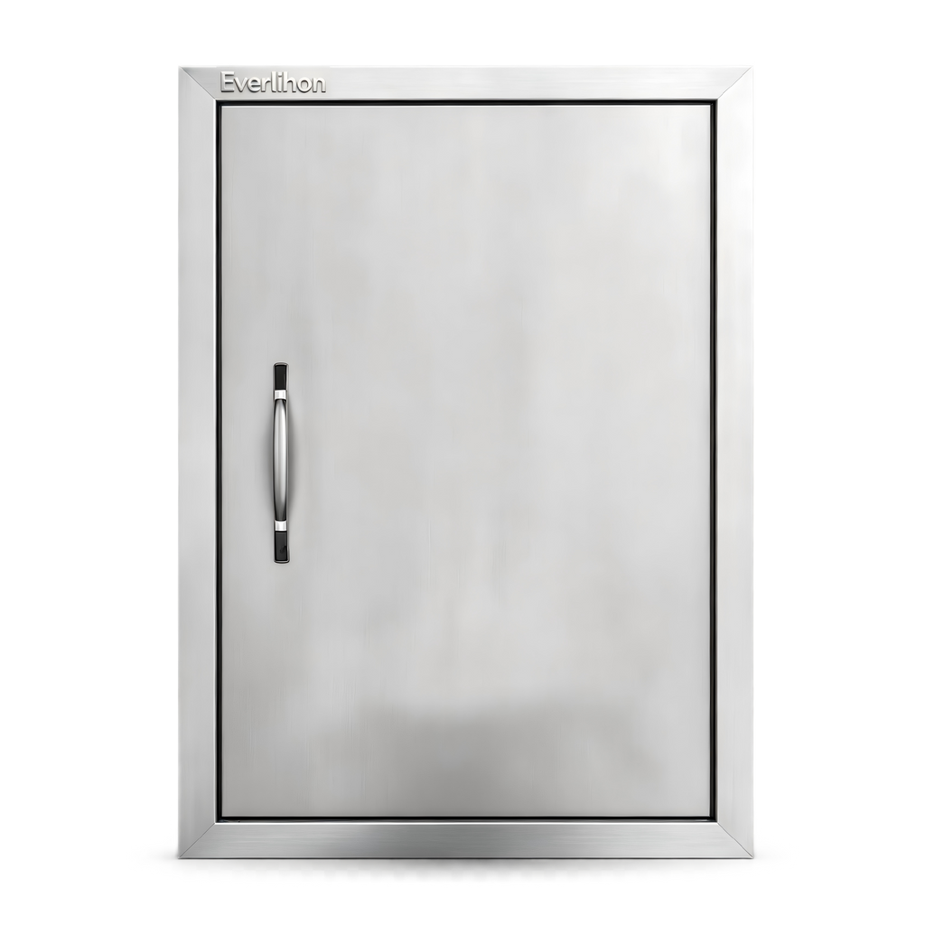 201 Stainless Steel Single BBQ Door with Optional Inner Cross Beam, Exposed Handle