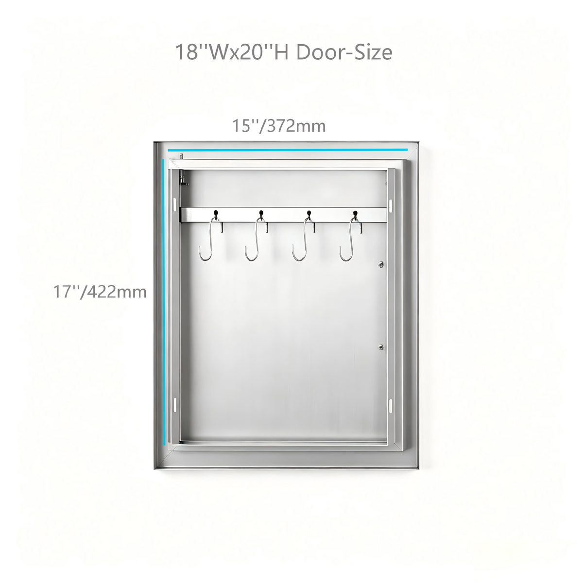Powder-Coated Iron Single BBQ Door with Optional Inner Cross Beam, Exposed Handle