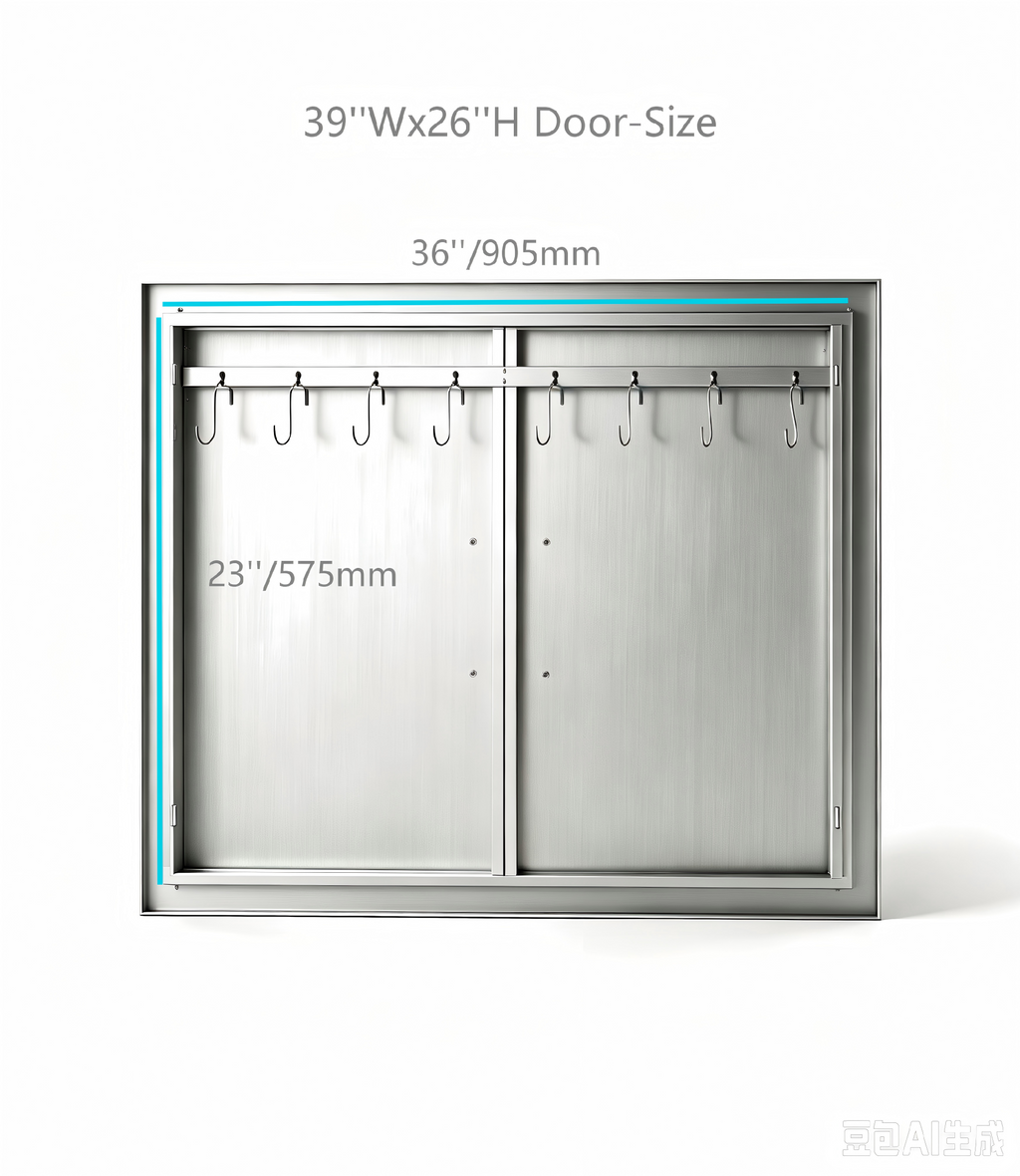 201 Stainless Steel Double BBQ Door with Optional Inner Cross Beam, Custom Sizes