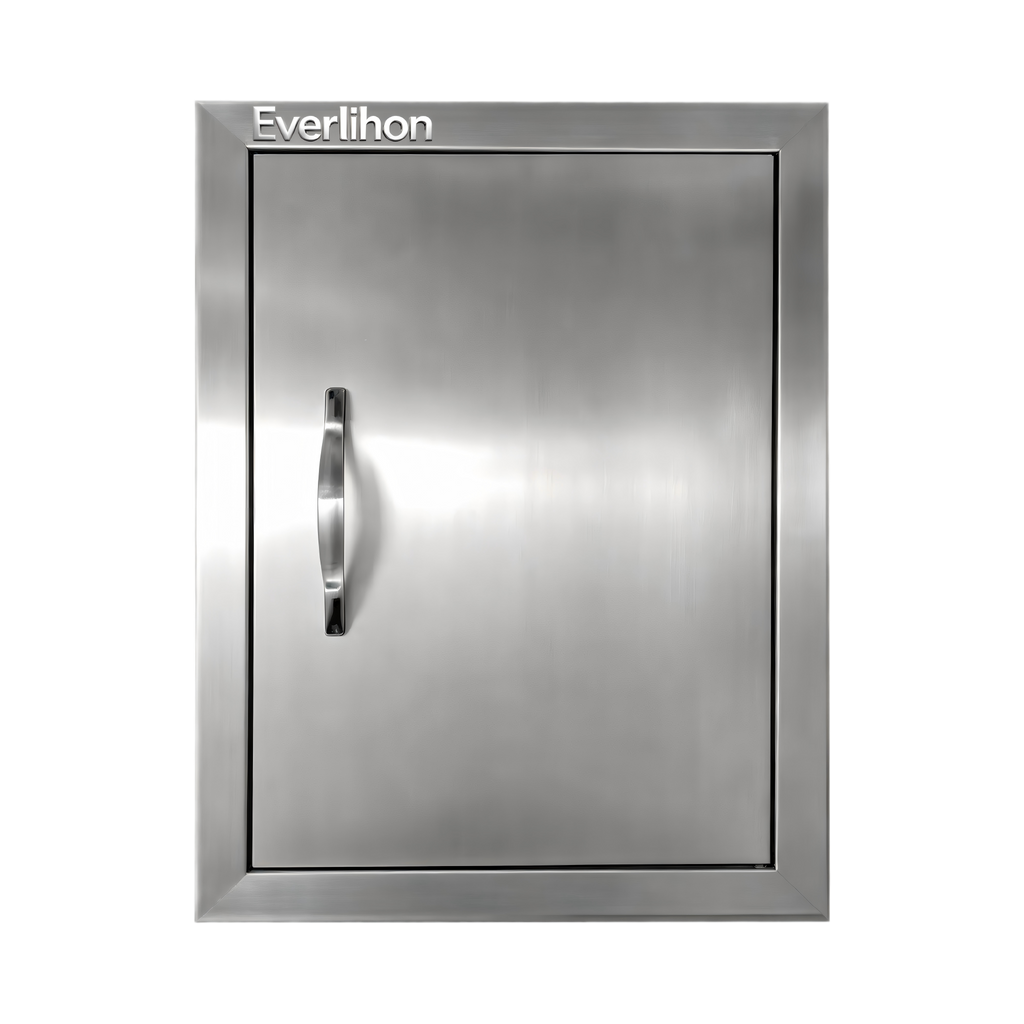 Custom-Size 304 Stainless Steel Single BBQ Door, Exposed Handle, Single-Layer Panel