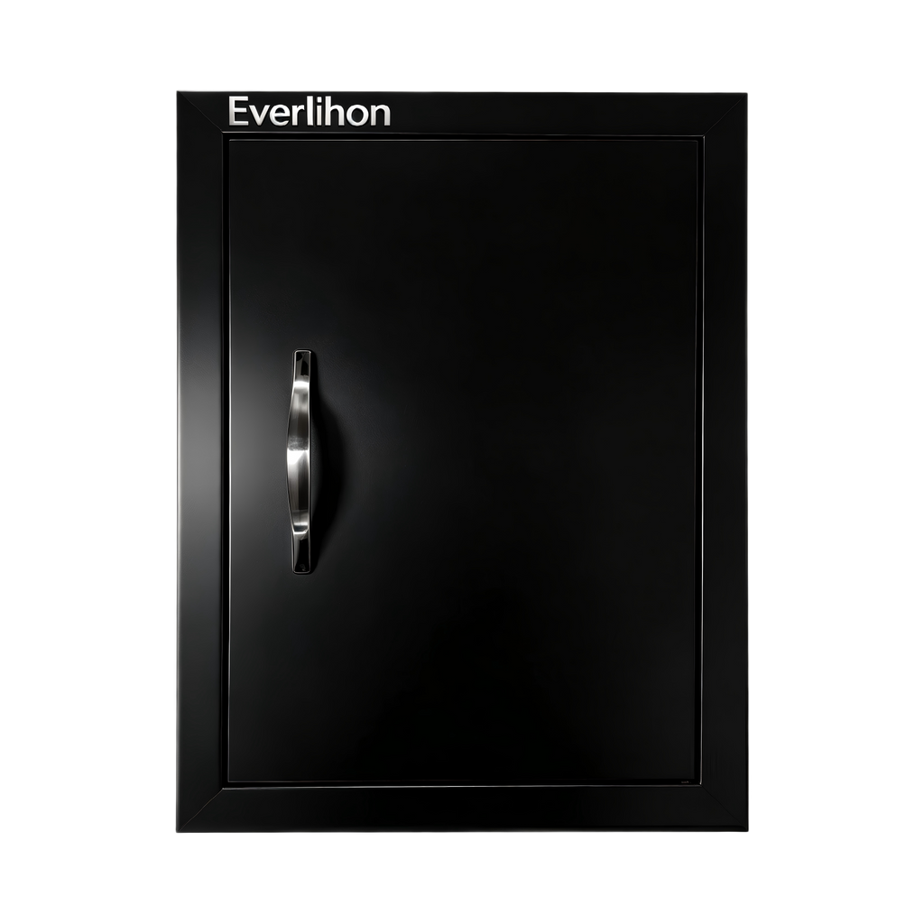 Custom-Size Powder-Coated Iron Single BBQ Door, Exposed Handle, Single-Layer Panel
