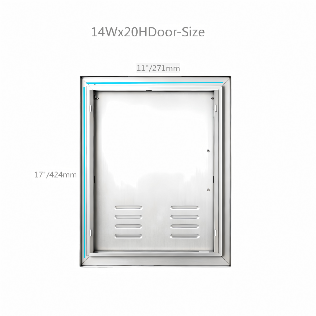 304 Stainless Steel Vented Single BBQ Door 14 x 20 Inch, Compact Access, Louvered
