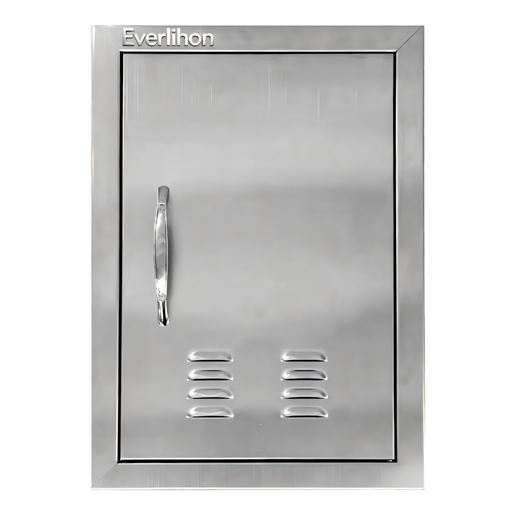 201 Stainless Steel Vented Single BBQ Door 14 x 20 Inch, Compact Access, Louvered