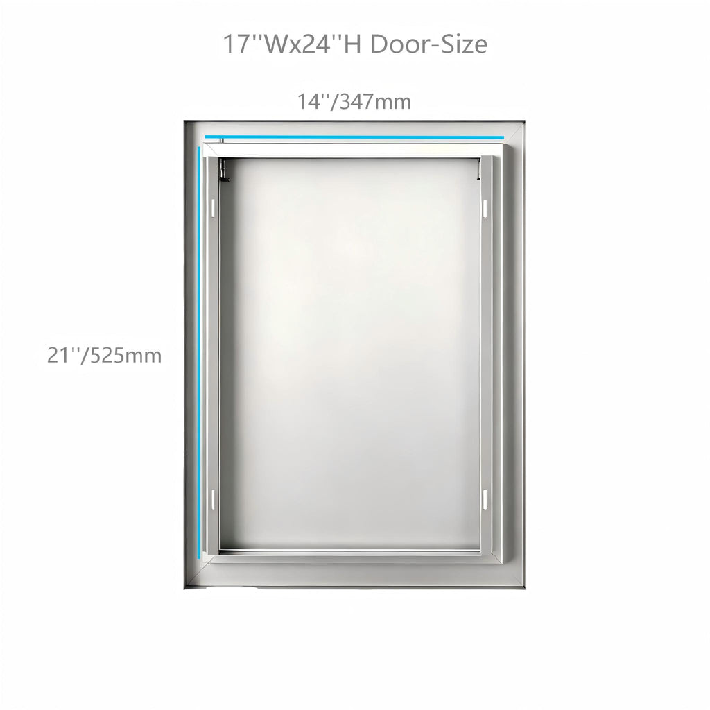 Custom-Size 304 Stainless Steel Single BBQ Door, Exposed Handle, Single-Layer Panel