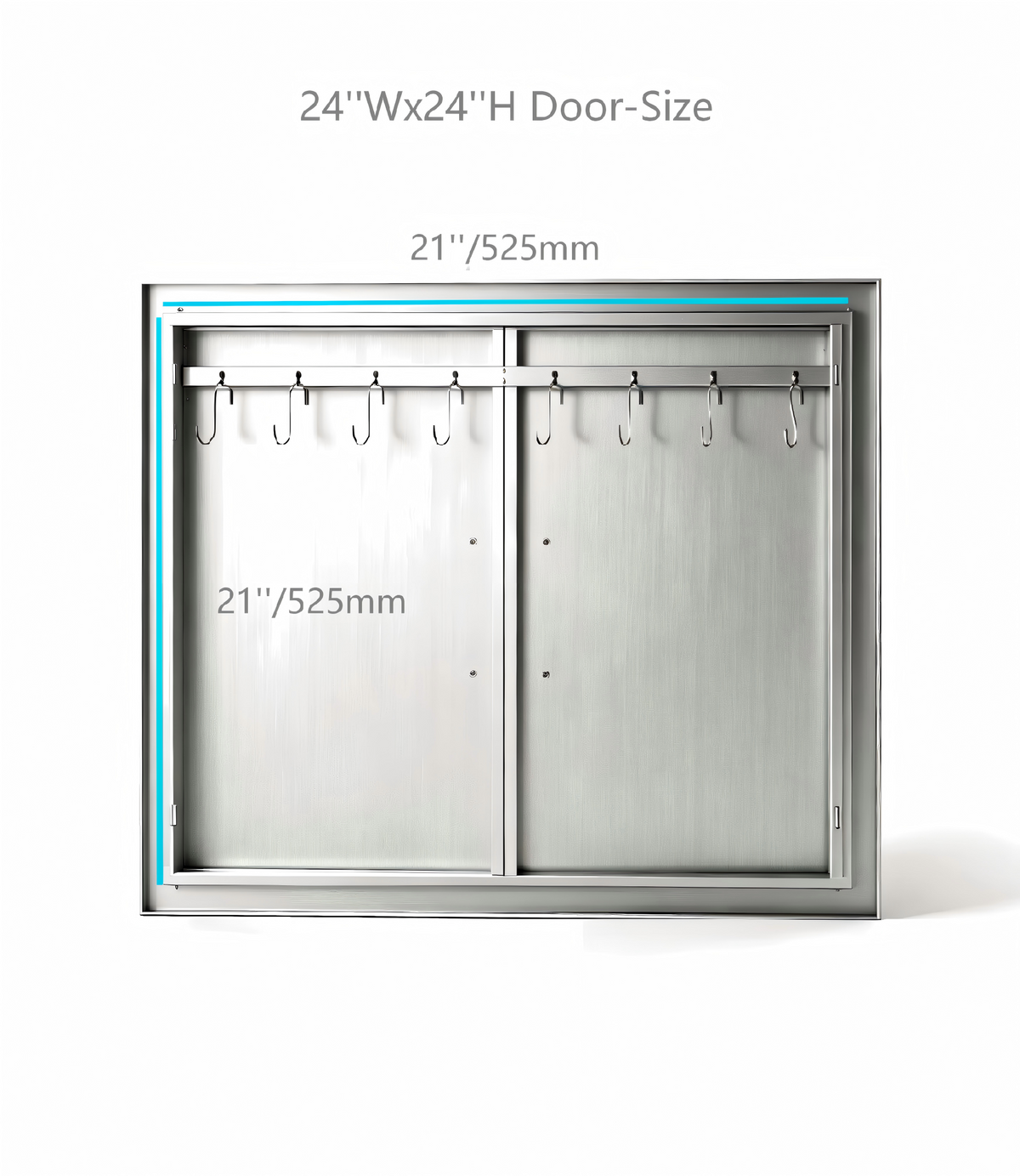 Custom-Size Powder-Coated Iron Double BBQ Door, OEM Dimensions for Outdoor Kitchen