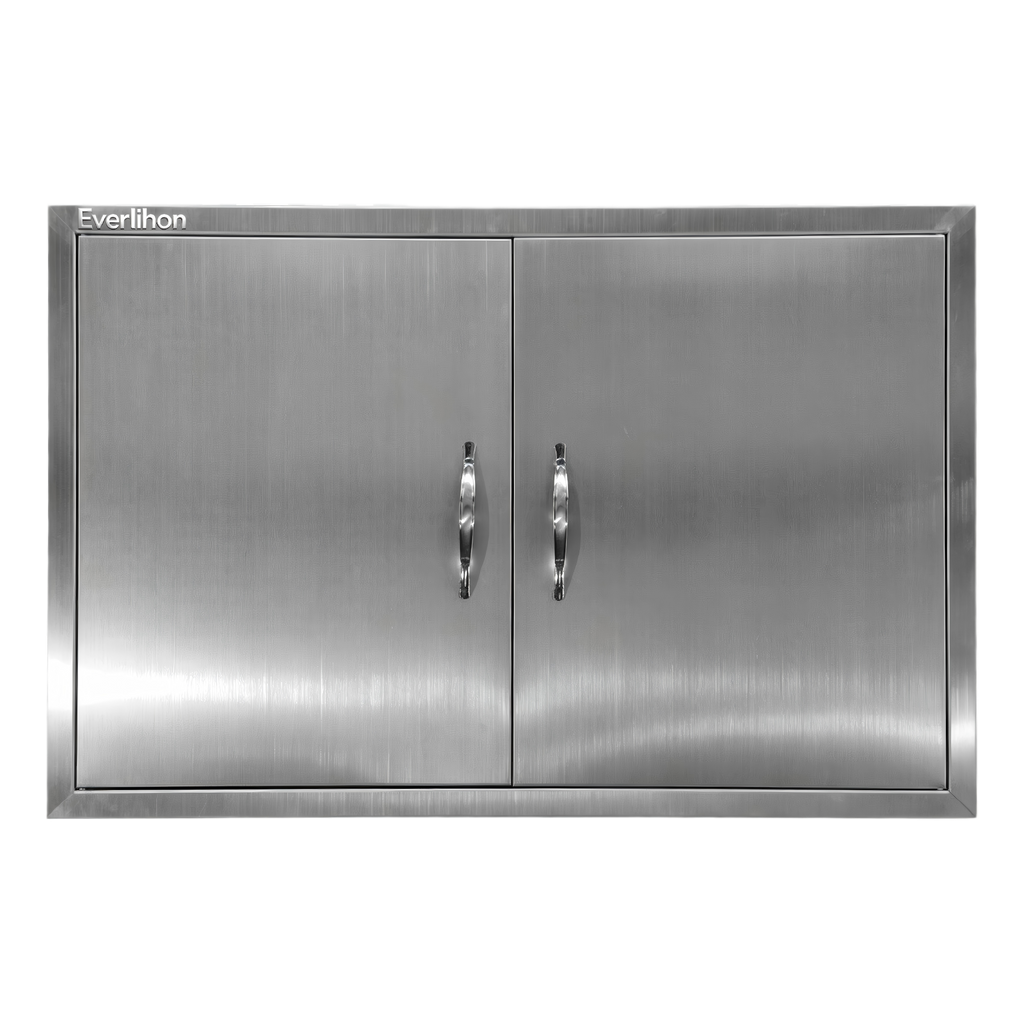 Custom-Size 304 Stainless Steel Double BBQ Door, OEM Dimensions for Outdoor Kitchen