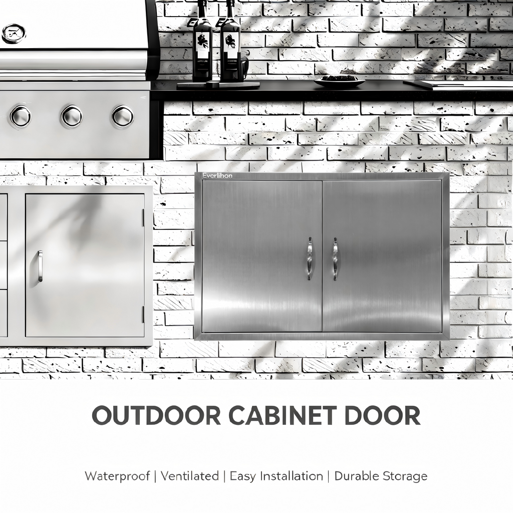 Custom-Size Powder-Coated Iron Double BBQ Door, OEM Dimensions for Outdoor Kitchen