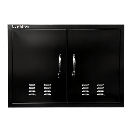201 Stainless Steel Vented Double BBQ Door 30 x 21 Inch, Brushed Silver Finish