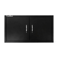 Black Powder-Coated Iron Double BBQ Door 31 x 24 Inch, Wide Access Opening
