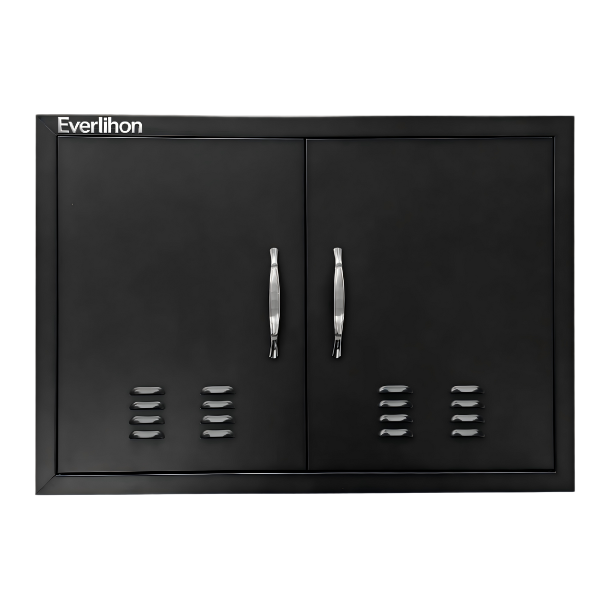 Black 201 Stainless Steel Vented Double BBQ Door 30 x 21 Inch, Heat-Relief Louvers