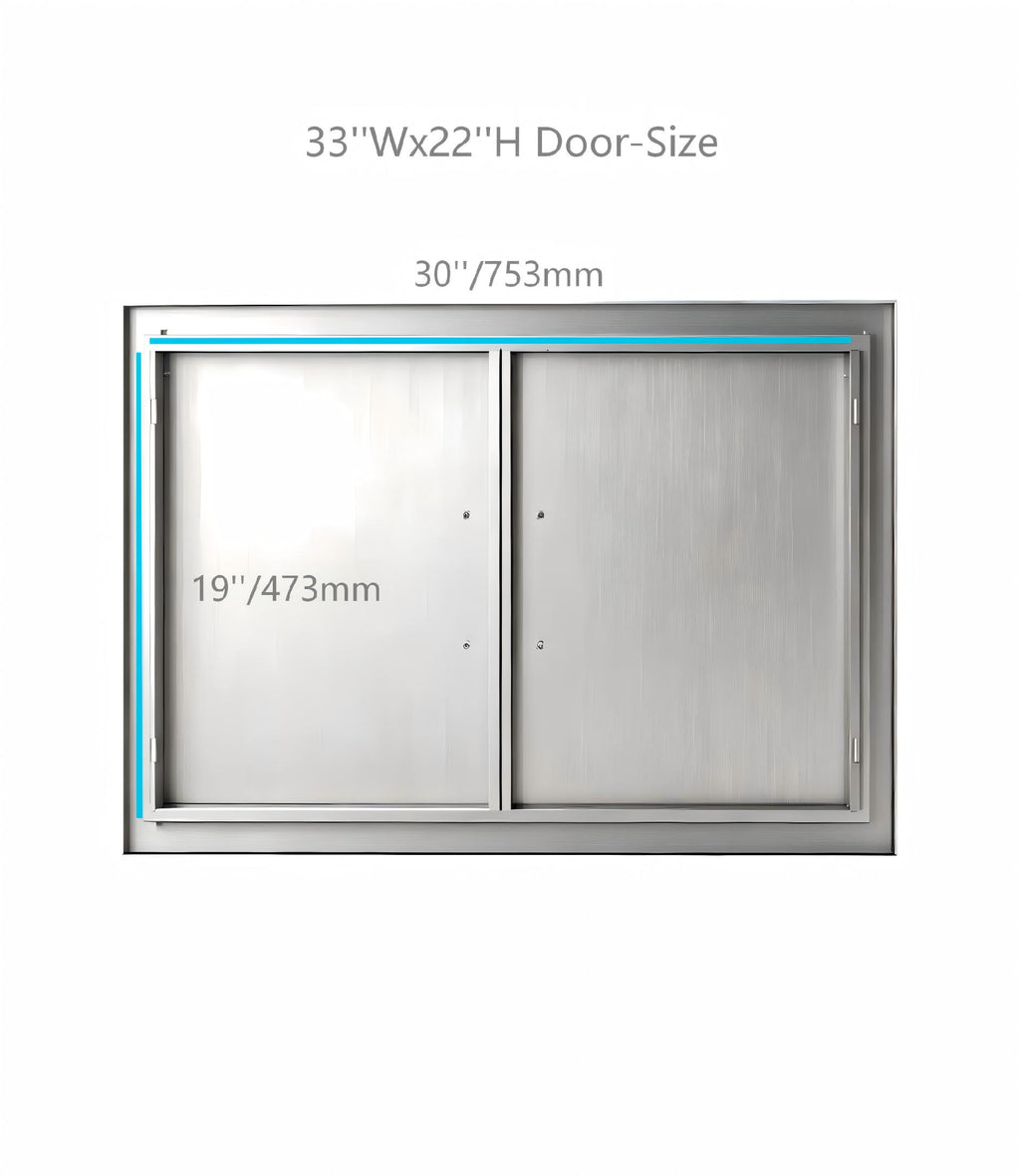 Custom-Size Powder-Coated Iron Double BBQ Door, OEM Dimensions for Outdoor Kitchen
