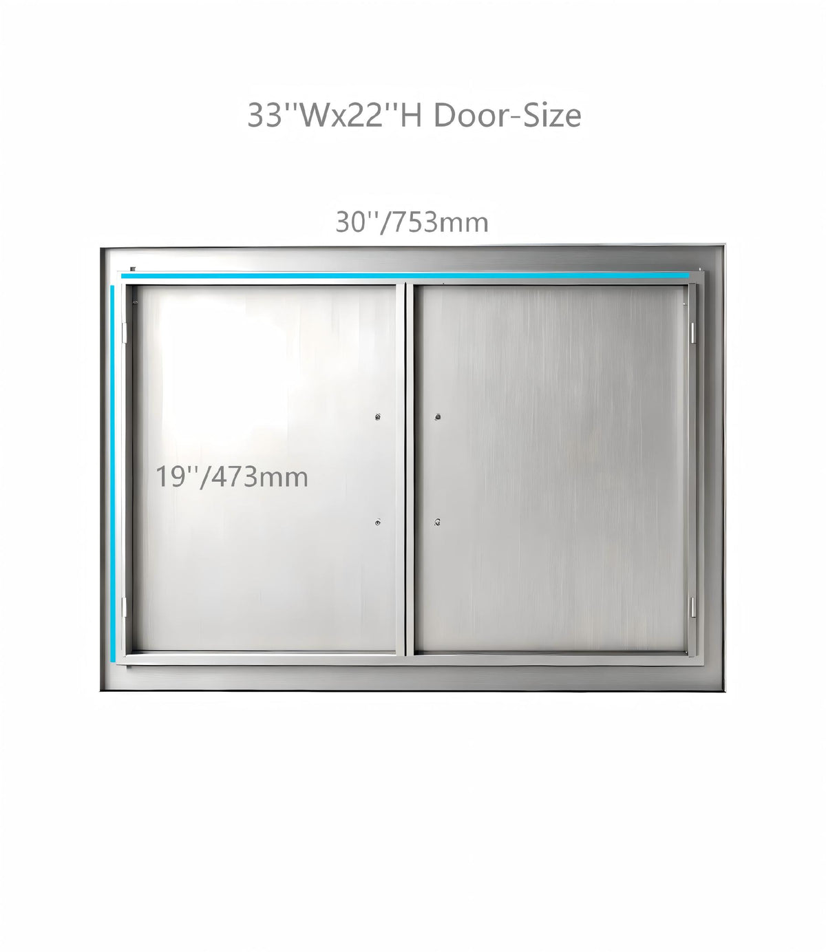 Custom-Size Powder-Coated Iron Double BBQ Door, OEM Dimensions for Outdoor Kitchen