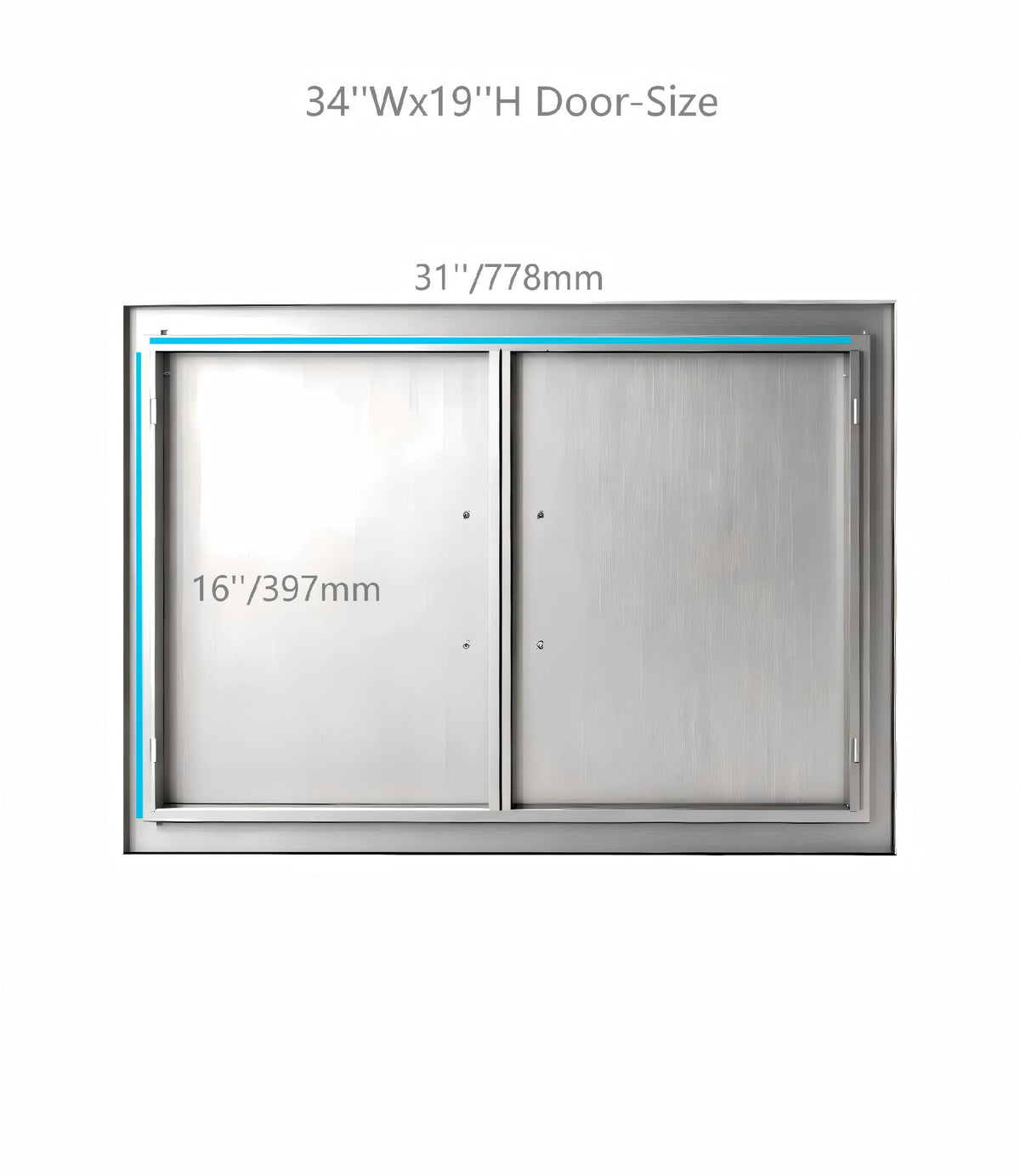 Custom-Size Powder-Coated Iron Double BBQ Door, OEM Dimensions for Outdoor Kitchen