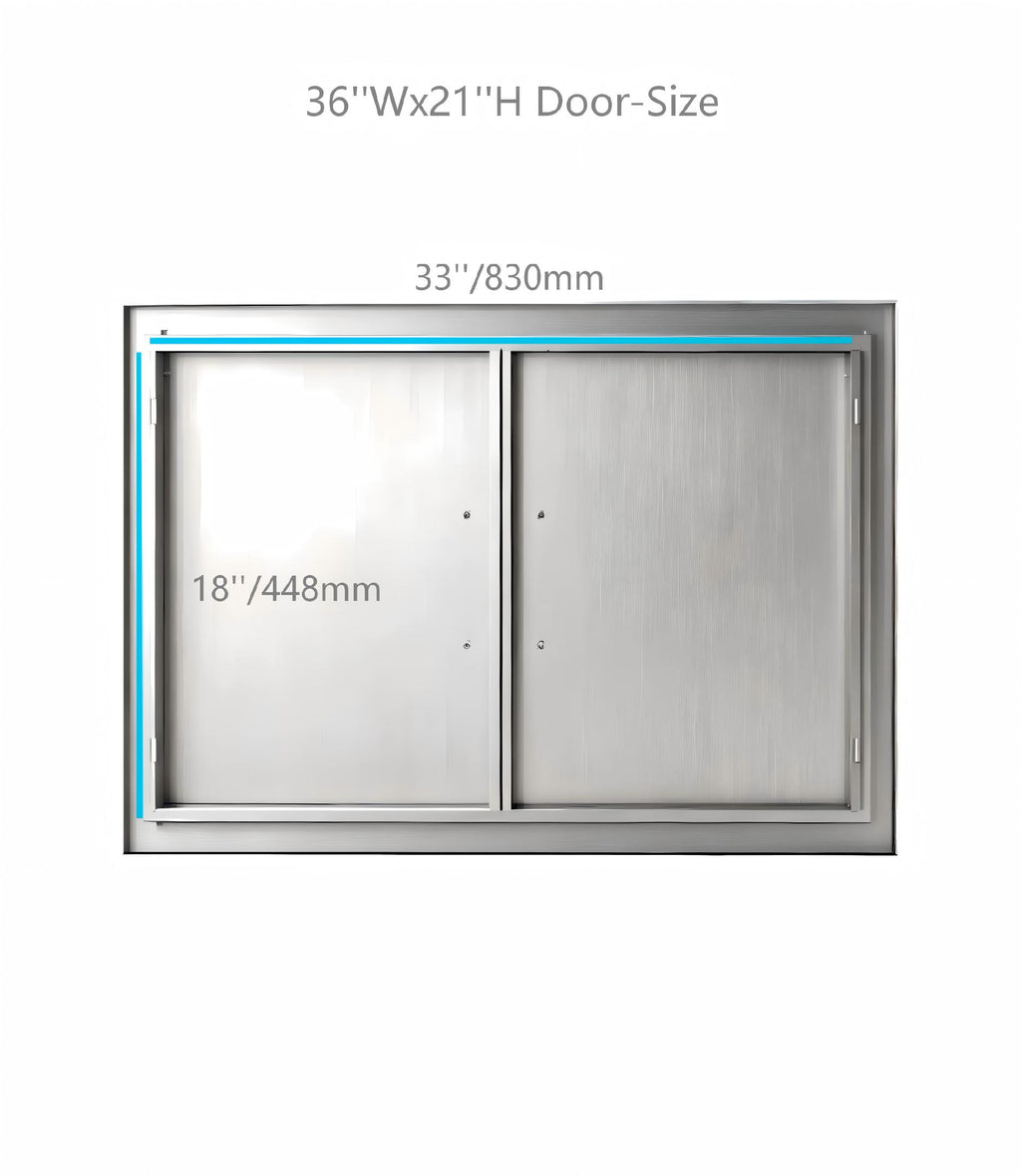 Custom-Size Powder-Coated Iron Double BBQ Door, OEM Dimensions for Outdoor Kitchen