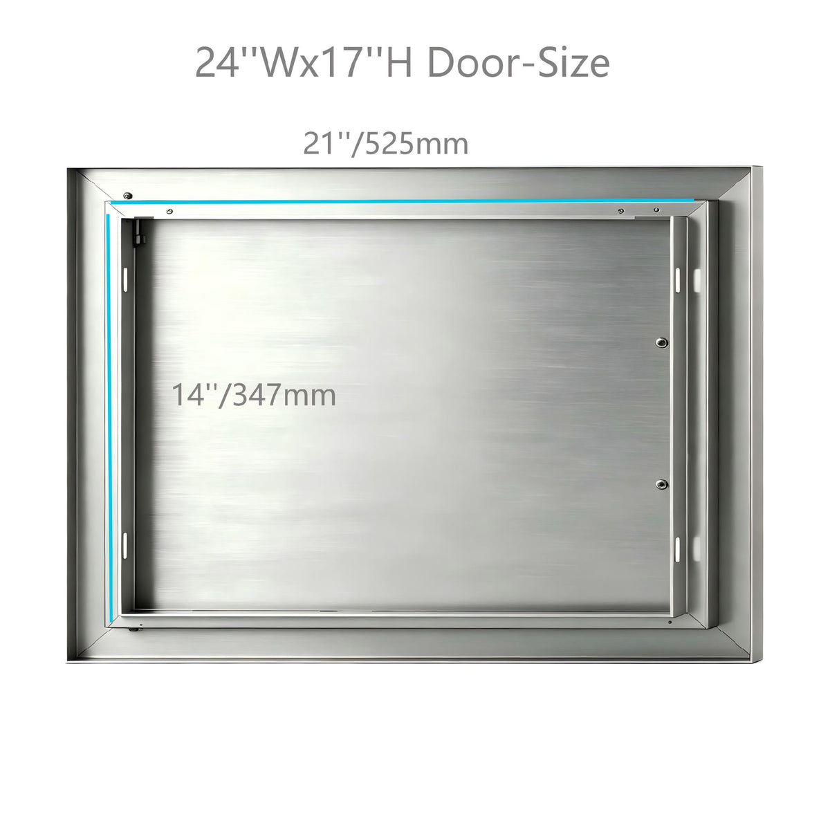 201 Stainless Steel Single BBQ Door 27 x 20 Inch, Exposed Handle, Flush-Mount