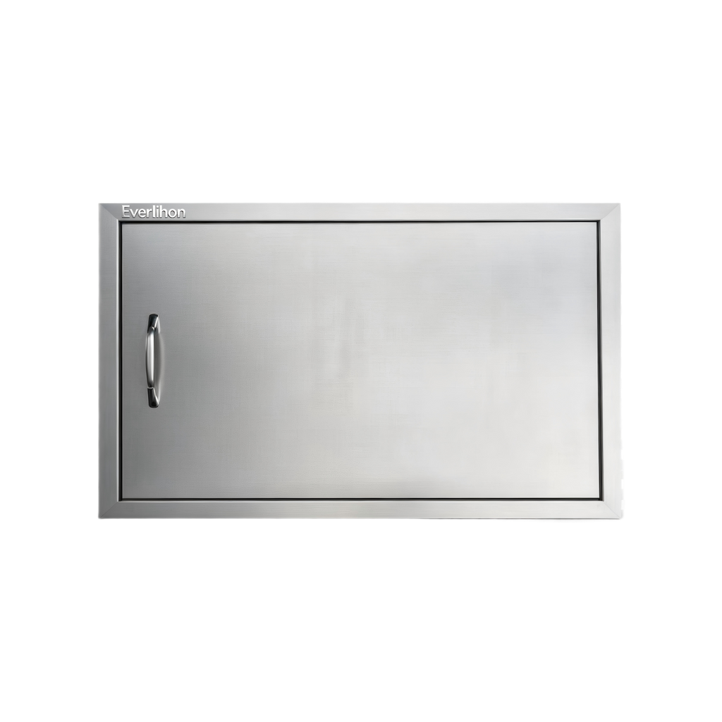 201 Stainless Steel Single BBQ Door 27 x 20 Inch, Exposed Handle, Flush-Mount