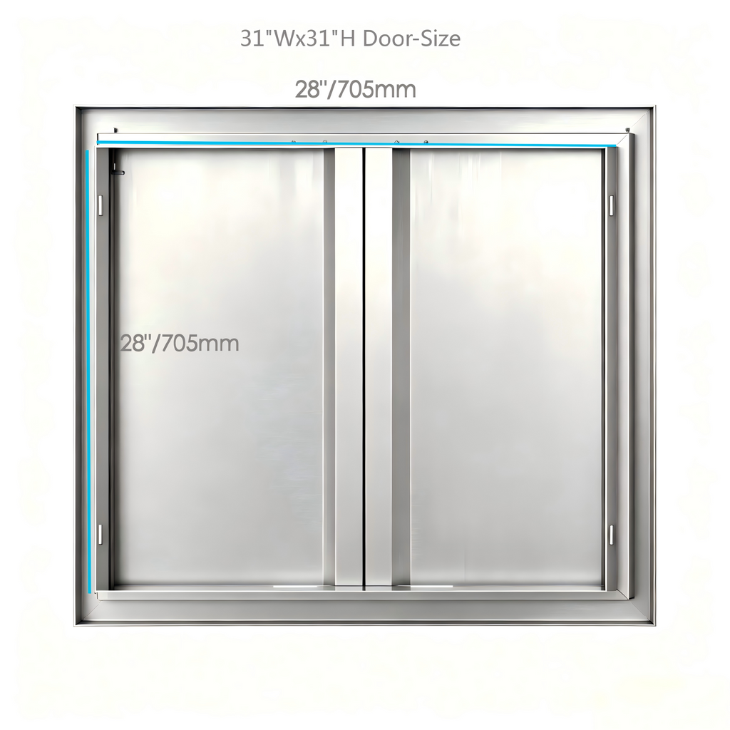 Custom-Size Powder-Coated Iron Double BBQ Door, OEM Dimensions for Outdoor Kitchen