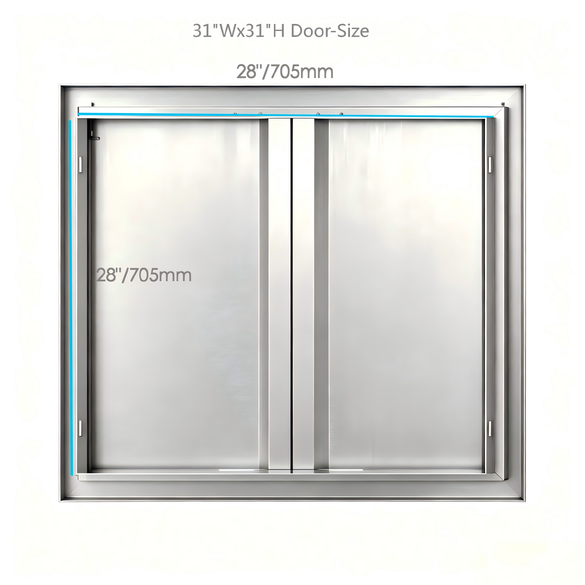 Custom-Size Powder-Coated Iron Double BBQ Door, OEM Dimensions for Outdoor Kitchen